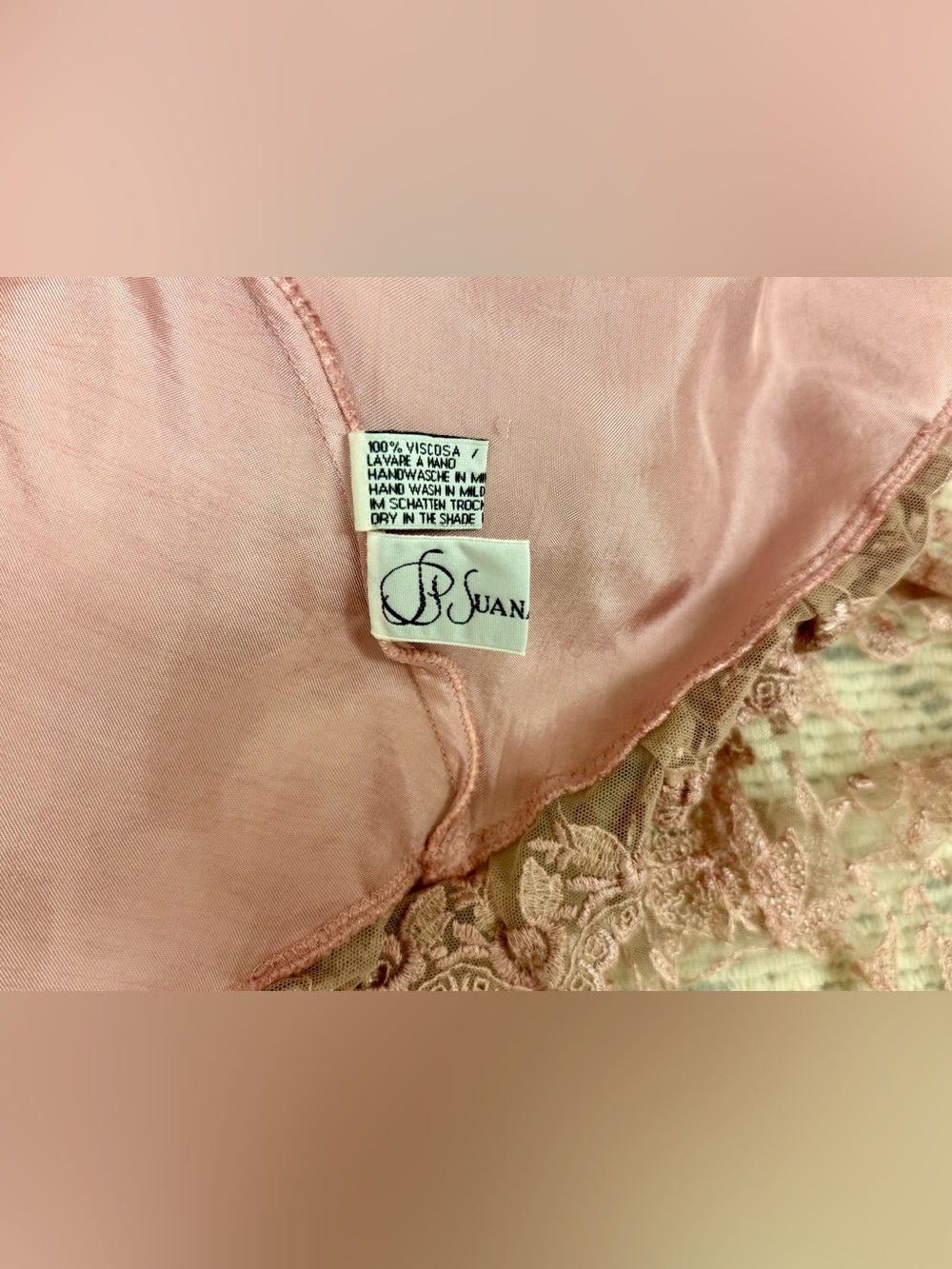 LA PASITEA Vintage Rare Made In Italy Fairy Y2K Dusty Rose Crinkled Lace Dress - Picture 14 of 16
